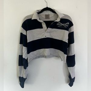 Vintage striped cropped long sleeve polo